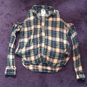 Off the shoulder flannel